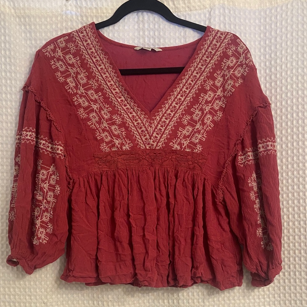 American Eagle Outfitters Magenta Boho Blouse